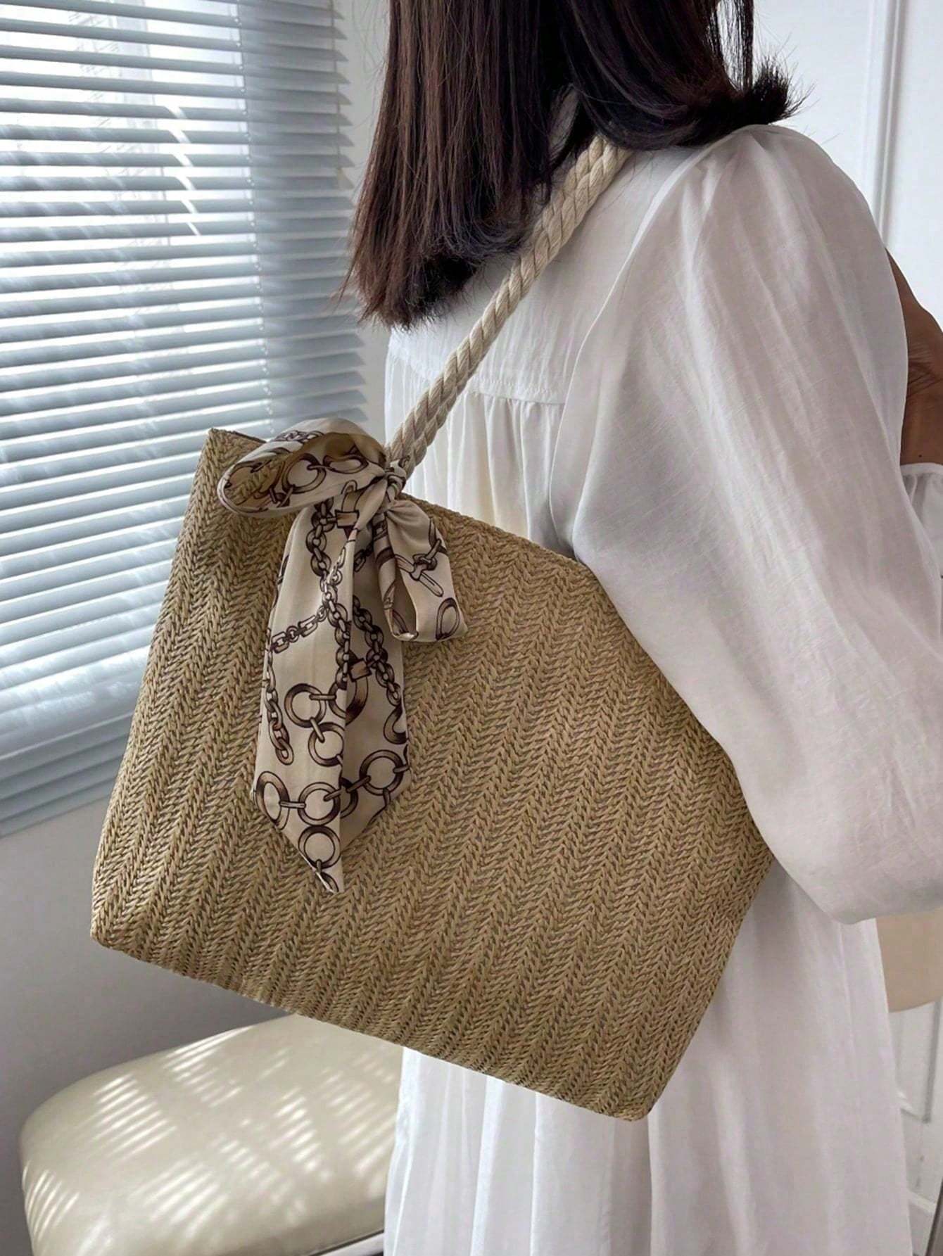 Large-capacity Tote Bag New Fashion Handbag One-shoulder Underarm Bag Straw Casual